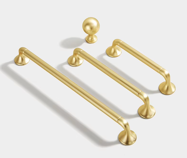 Vedin, Metallinen, Kulta/Messinki, Satiini "Florencia" nuppi, 96, 128, 192mm